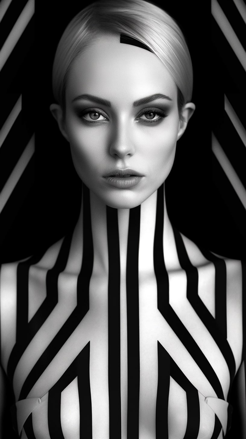 sergio_stefano_a_woman_PORTRAIT_with_a_black_and_white_striped__8ac00879-1224-4a64-ae9c-315cdffef4f2